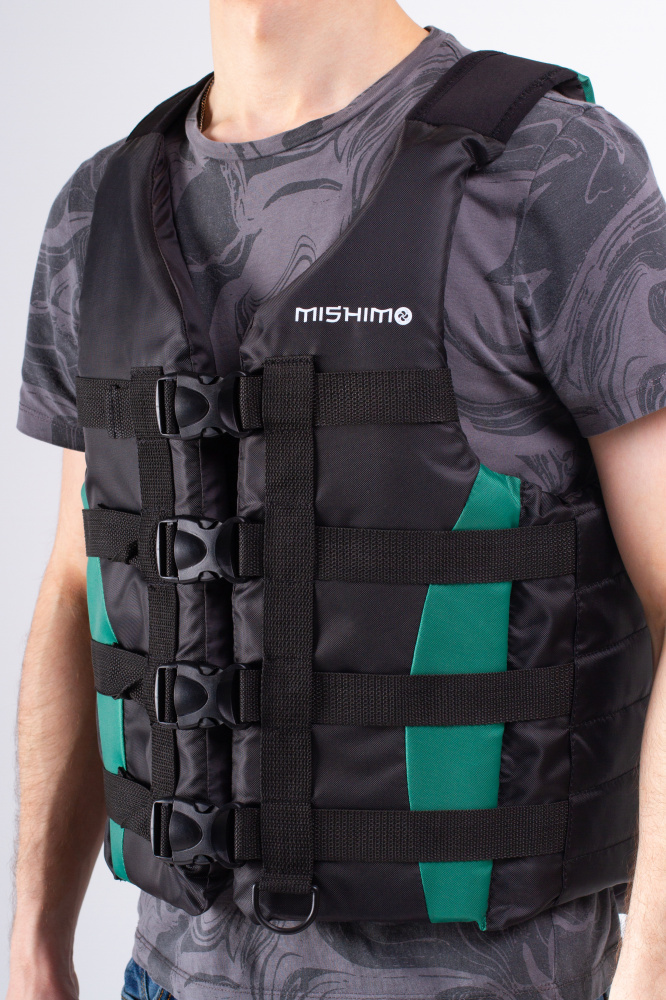 Жилет спасательный MISHIMO PRO Премиум качества Черно-зеленый в Муроме